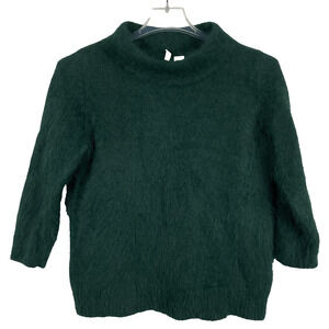 Anthropologie Moth Angora Sweater Size L (Fits M) Emerald Green Fuzzy Soft Warm